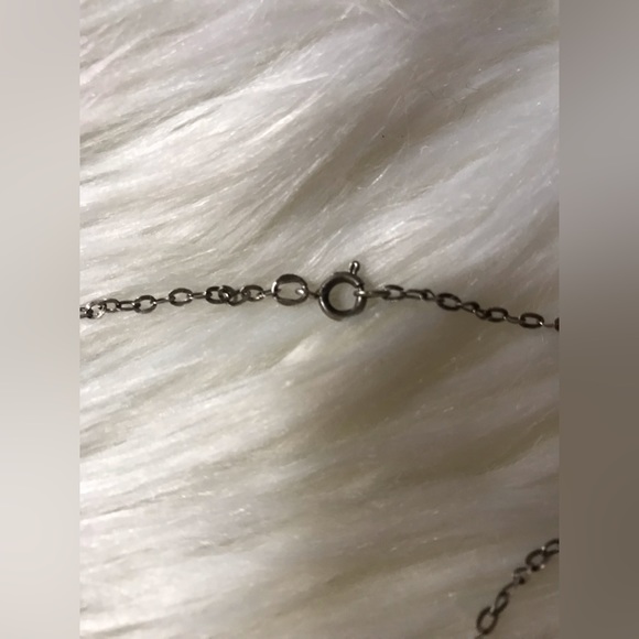 VINTAGE necklace•solid silver 925 chain•cross sterling silver; stone Gerald - Picture 5 of 7